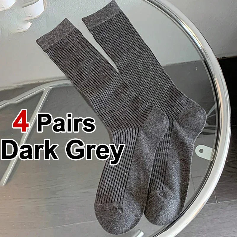 4 Pairs Solid color Pattern Women Man Unisex Couples Sports Socks Mid-Calf Socks Winter Holiday Gifts